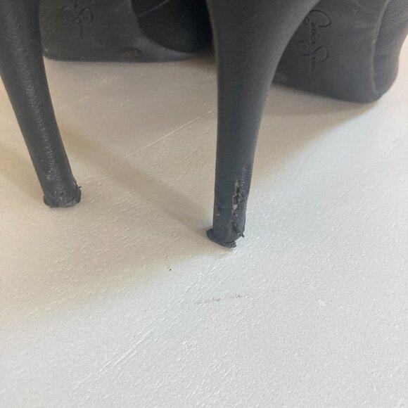 Jessica Simpson Zipper Pointed Toe Ankle Chain Strap Heels Color Black Size 9.5 - Picture 8 of 8